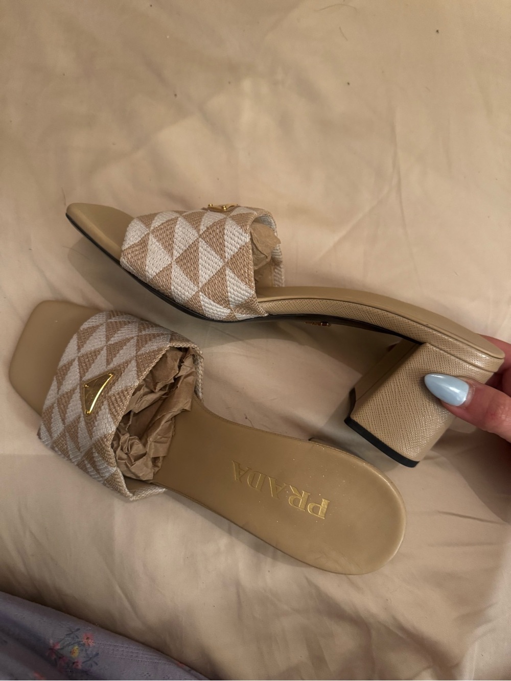 Prada Logo-Plaque Slip-On Sandals